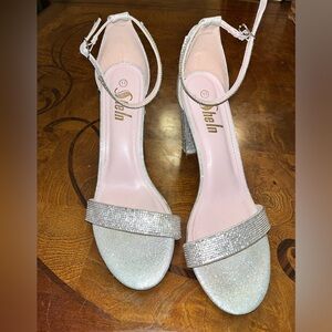 Silver bedazzled high heels. Size 11